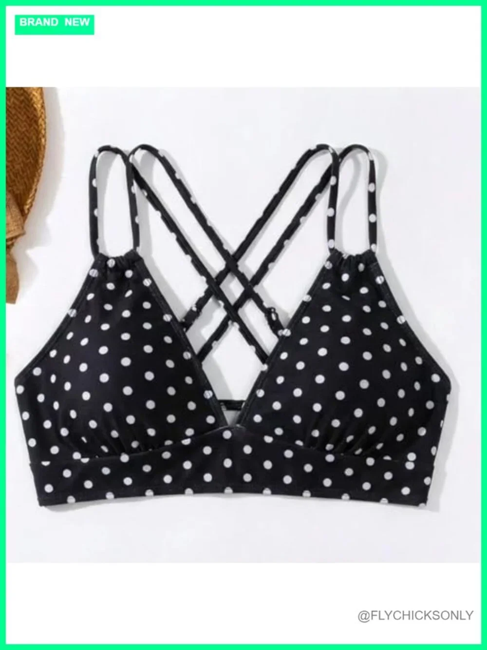 Women's Push Up V-Neck Bikini Top Criss Cross Back Padded Bathing Suit Top